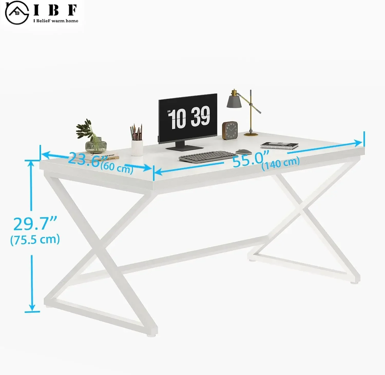 [سعر مخفض، حار بيع! ]مكتب كمبيوتر أبيض، مكتب مكتب منزلي حديث لكتابة دراسة العمل، ألعاب كمبيوتر معدني خشبي بسيط