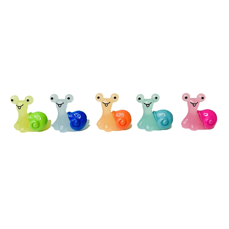 Mini caracoles brillantes, musgo en miniatura, decoración de micropaisaje que brilla en la oscuridad, figuritas de caracoles, accesorios de jardín de hadas, 2 uds.