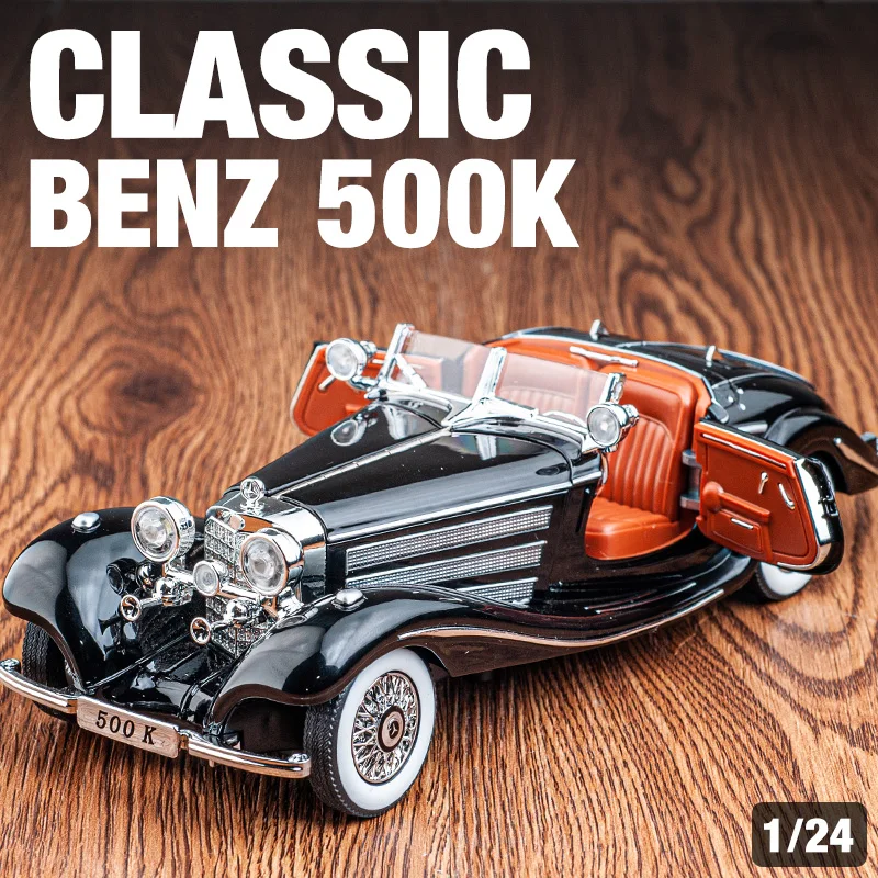 

1:24 Mercedes Benz 500K Classic Alloy Model Car Toy Diecasts Metal Casting Sound and Light Car Toys For Children Vehicle