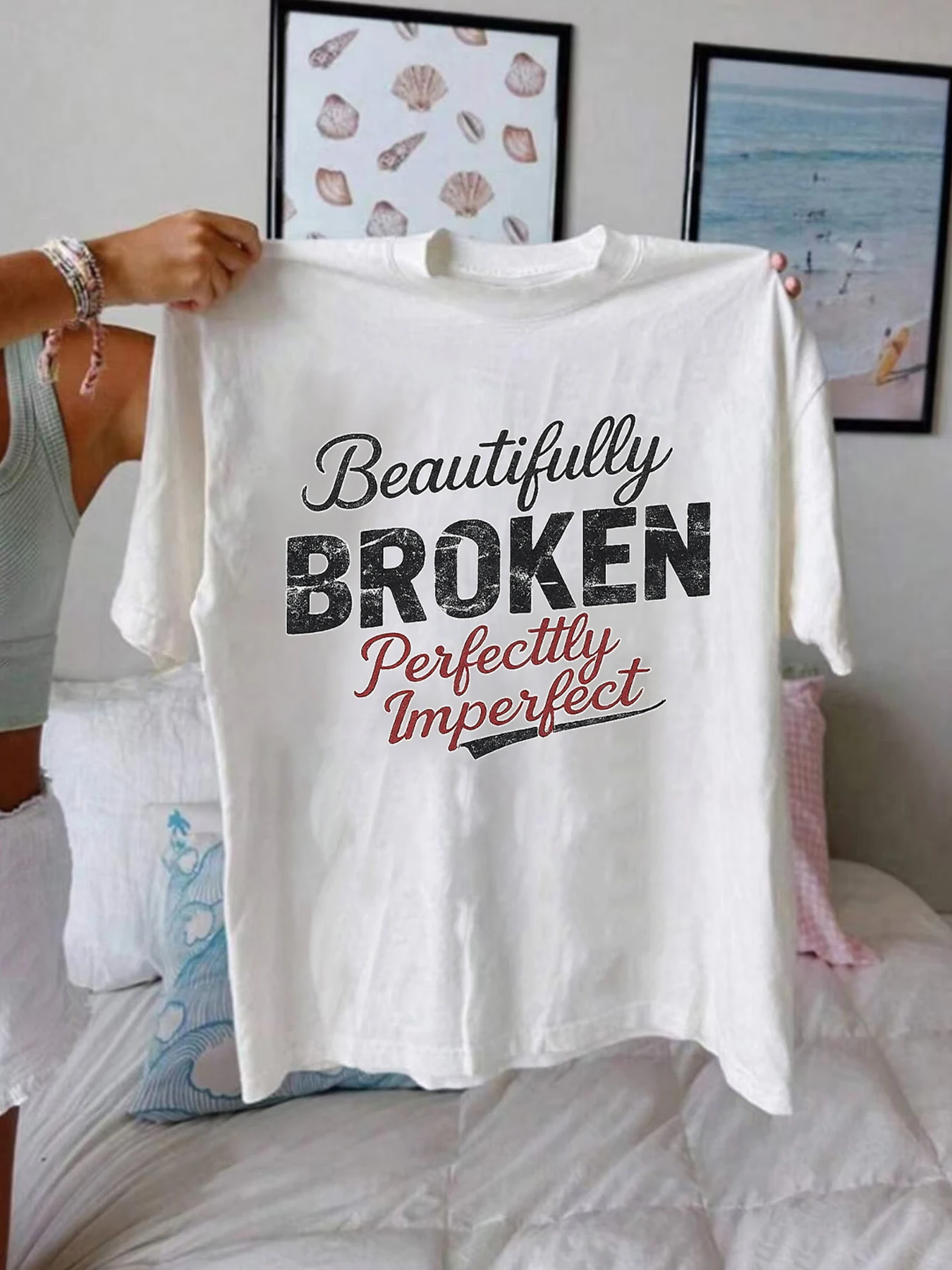 

【WZM1021183】Женская футболка с буквенным принтом больших размеров, летняя повседневная уличная модная женская футболка с коротким рукавом в стиле Джокер