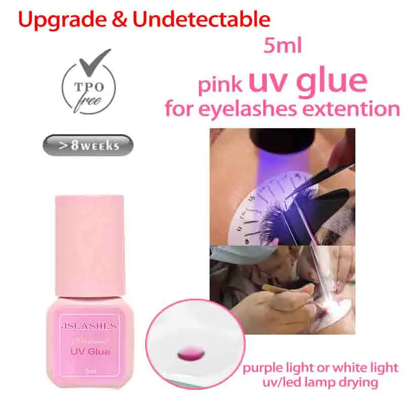 UV Purple Lash Adhesive UV Glue Black/Transparent/Pink Color 1s Quick-Drying Uv Lash Extension Glue 8 Weeks Retention Lash Glue