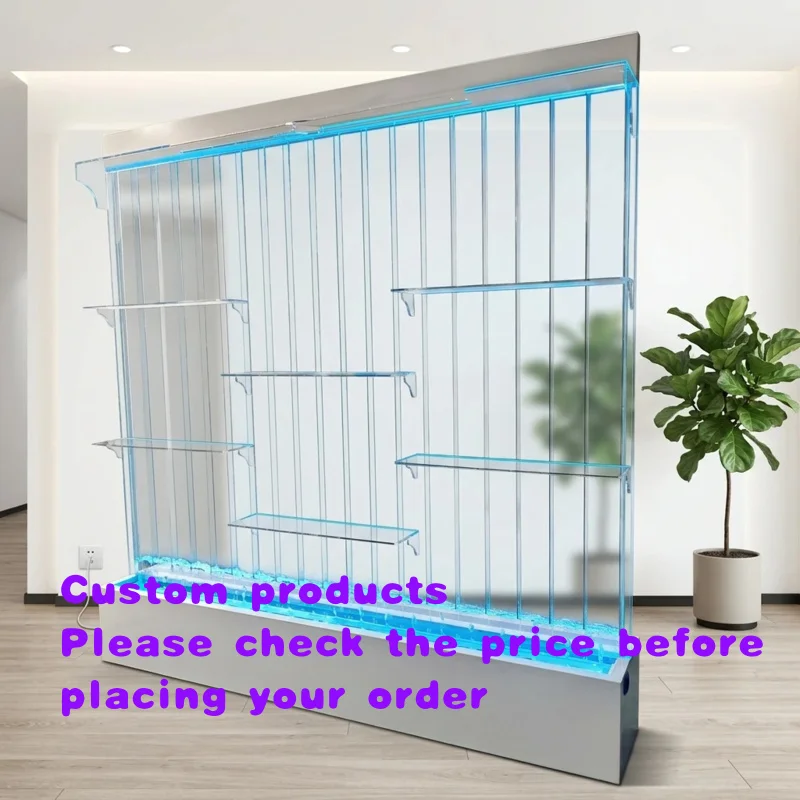 custom.Wall Mounted Rectangle LED Bubble Wall Home Decor Panel Color Changing LED Lights Tabletop Acrylic Fountain