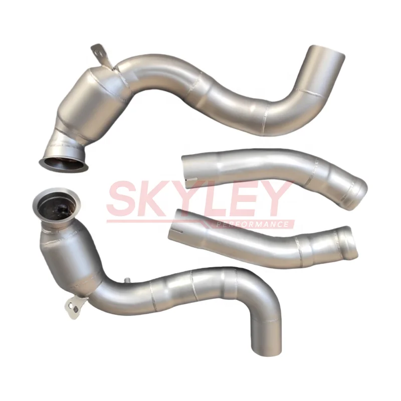 Picture 4: Exhaust Down Pipes for -C63/c63s W205 M177 4.0tt 2015- High Flow Sport Cat Downpipe