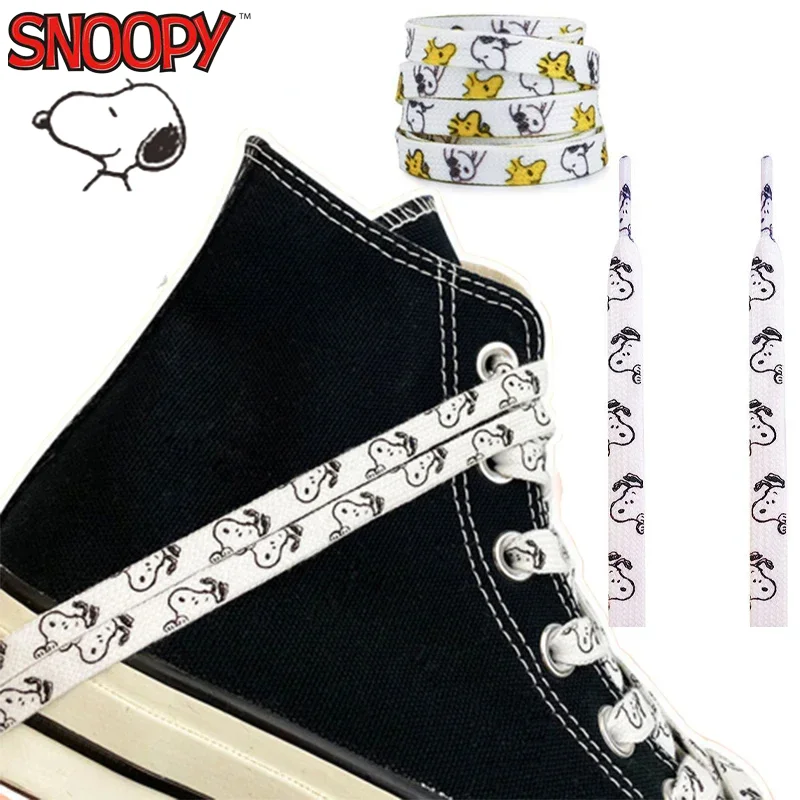 1 Paar Snoopy Schoenveters Anime Dikker Veters Voor Sneakers Stof Schoenveters Platte Zachte Schoenveters Lacet Schoenveters Accessoires Cadeau