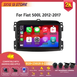 Car Radio Carplay Android 14 For Fiat 500L 2012-2017 Multimedia Video Player Touch Screen Navigation GPS Auto stereo View camera