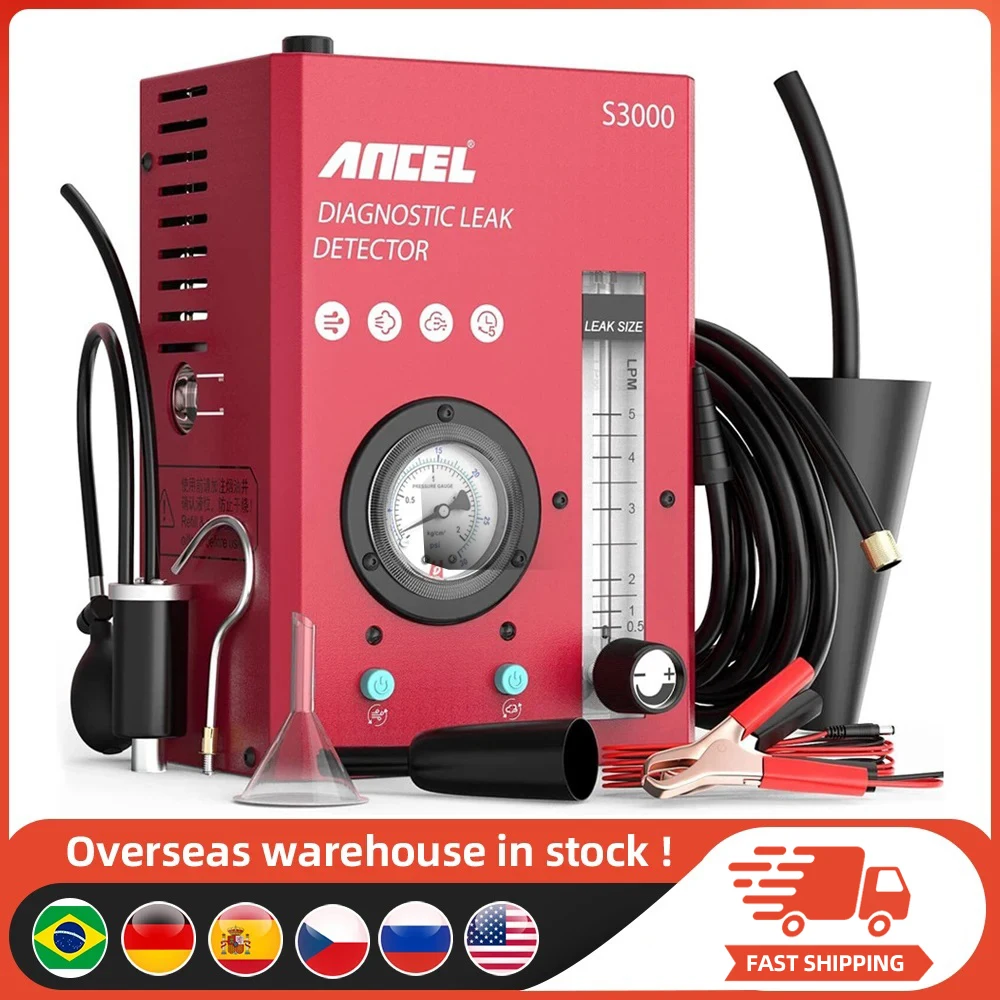 ANCEL-Detector de fugas de humo de coche S3000, herramienta de diagnóstico de generador de fugas de vacío, Turbo, 12V, EVAP, localizador de tuberías