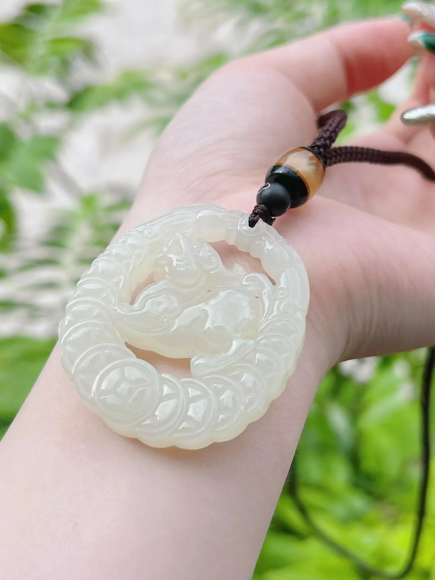 New Hetian Jade Family Business Prosperity and Wealth Pixiu Pendant Jewelry  1147#