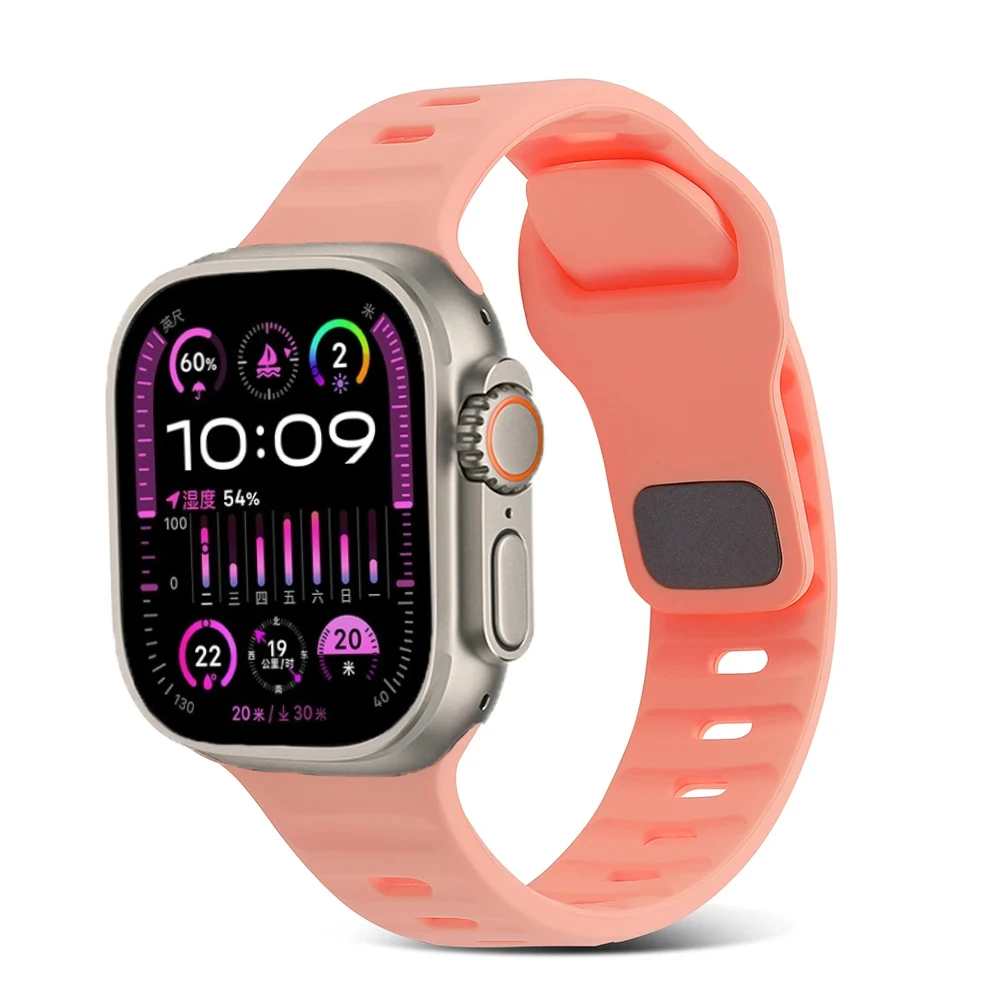 Silicone Strap for Apple Watch Band Ultra/2 49mm 10 9 8 7 46mm 45mm 41mm Adjustable Bracelet for 6 5 4 SE 44mm 40mm 42mm correa