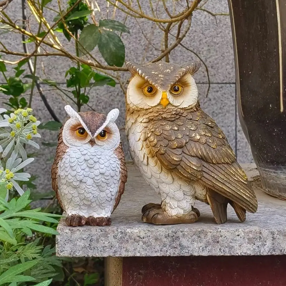 

Micro Landscape Resin Owl Statue Vivid Creative Animal Sculpture Simulated Bird Miniature Figurine Bedroom