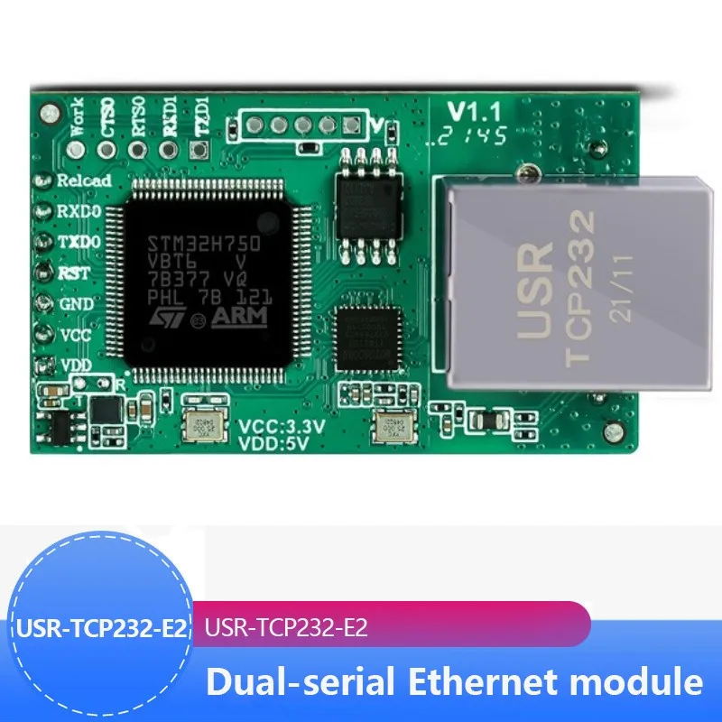 USR-TCP232-E2 Pin Type Serial UART TTL to LAN Ethernet Module 2 serial ports Industrial grade Main frequency 120MHz