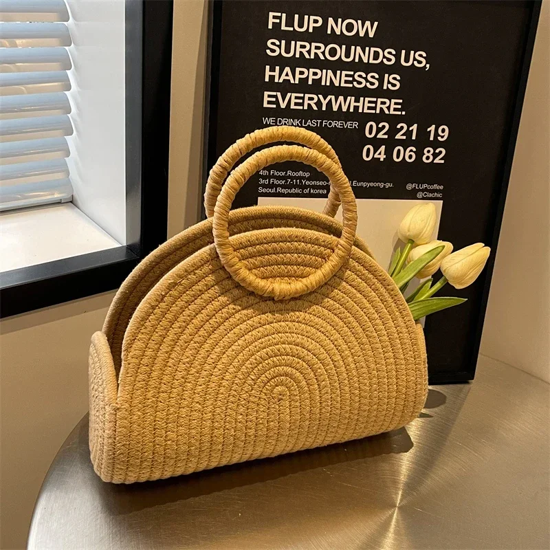 Casual Straw Braid Hobos Hand Bags Solid Large Capacity Grace Temperament Bags for Women 2024 Fashion Hot Sale in Summer