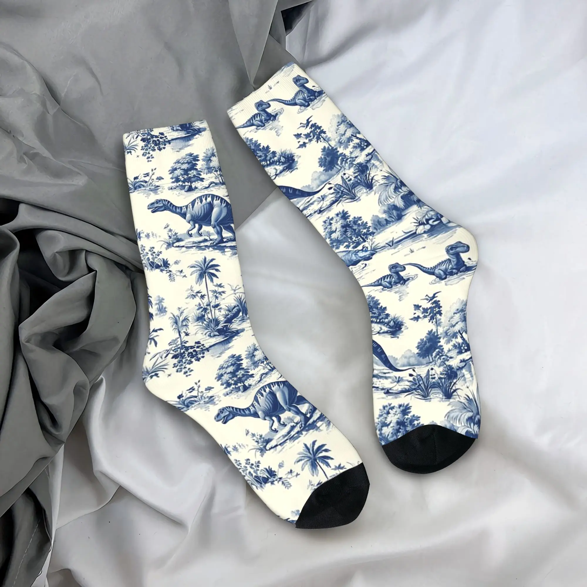 

Носки на все сезоны с узором Toile De Jouy, темно-синие, с рисунком, в стиле Харадзюку, хип-хоп, длинные носки, аксессуары для мужчин и женщин