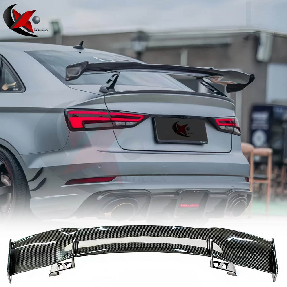 Suitable for Audi A3 S3 RS3 Coupe 2013-2020 True Carbon Fiber Rear Spoiler TT Style Aluminum Alloy Bracket Spoiler Tail Wing