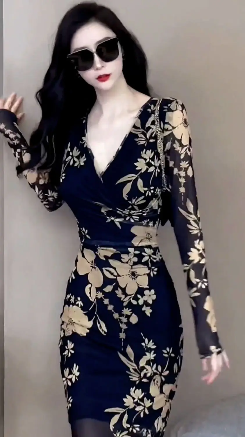 Kleider, langärmelig, Damenkleid, Abendparty, Winter, Wolle, gerippt, Patchwork, verdreht, tailliert, minimalistischer Stil, Falten, einfach