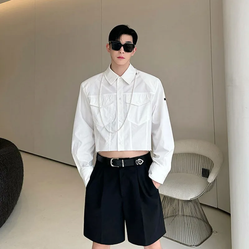 NOYMEI Clipping Design Black 2024 Summer Suit Shorts All-match Fashionable New Casual Pants Korean Style Trendy WA4351