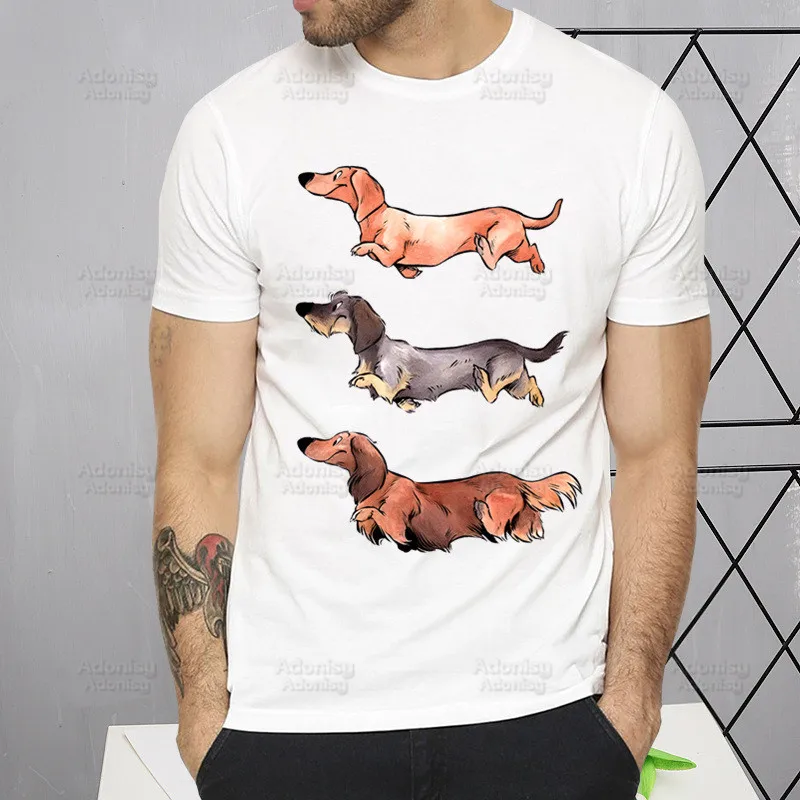 Dachshund Teckel Cute Dog Men's Tshirt Cute Printing Shirt Mens Fashion T-Shirt For Men Casual Tops Short Sleeve