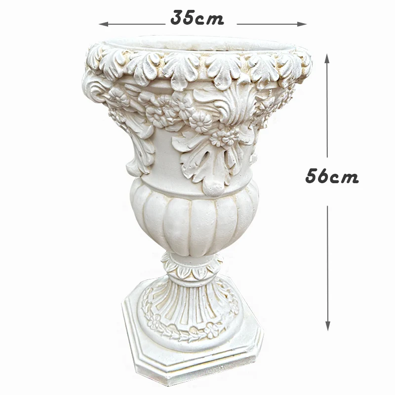 

European style tall flower pot balcony garden villa antique Roman column style photography props home high-end decoration