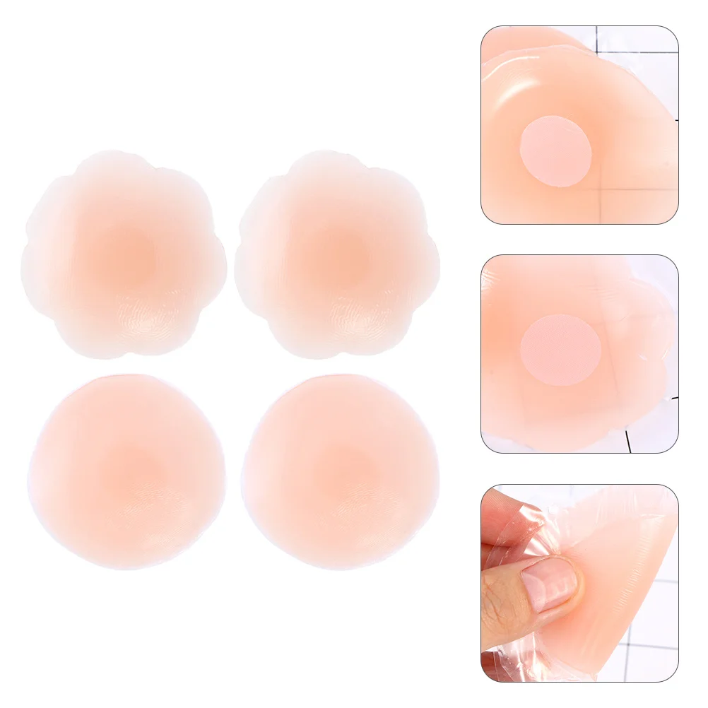 2 Paar Damen-Brustwarzenabdeckungen, unsichtbarer BH, pastöse Polsterung, atmungsaktives Silikonmaterial, feine Verarbeitung, zarte Berührung