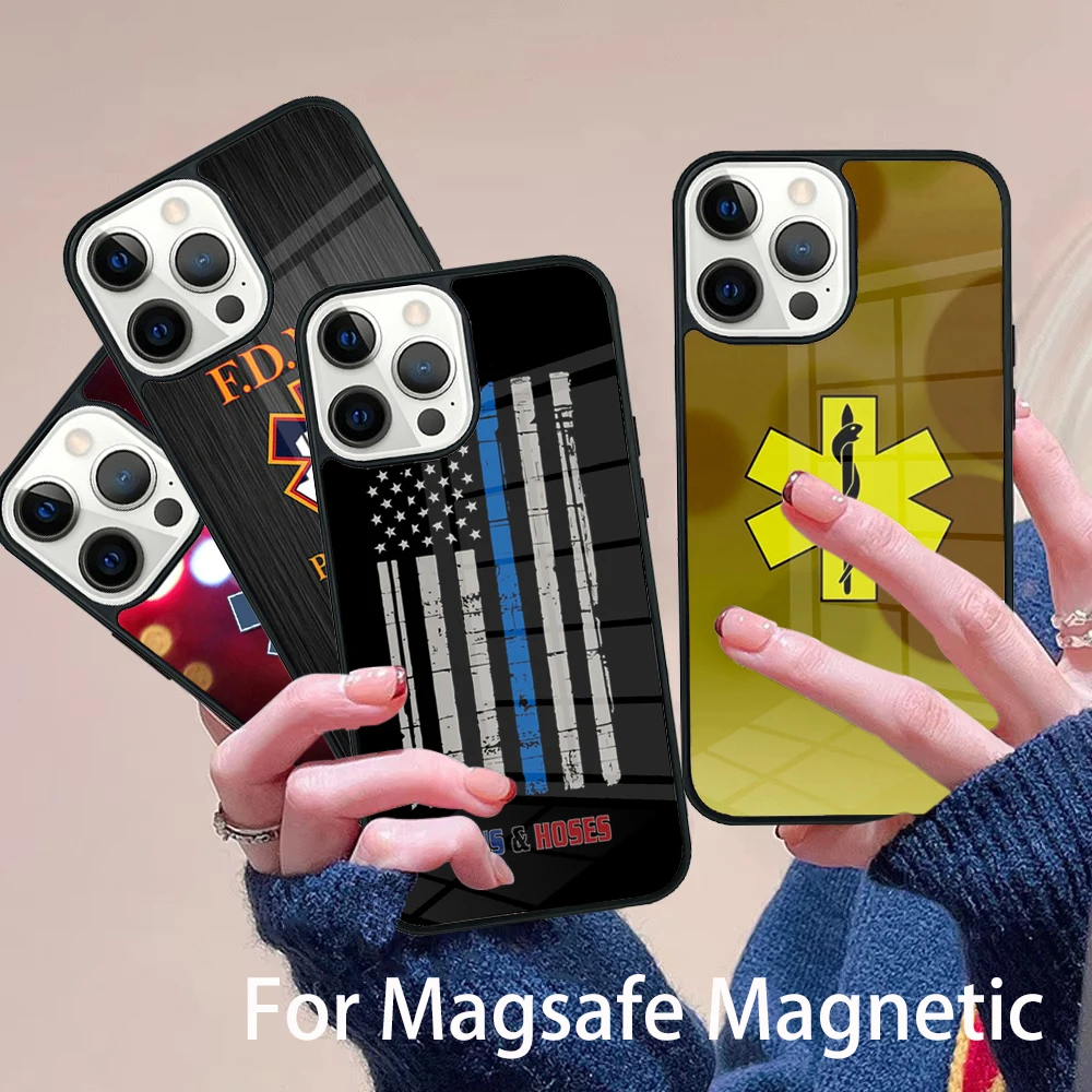 

EMT EMS Medical Rescue Phone Case Magesafe Magnetic Wireless Charge Cover For IPhone 16 11 12 13 14 15 Pro Max Plus Mini