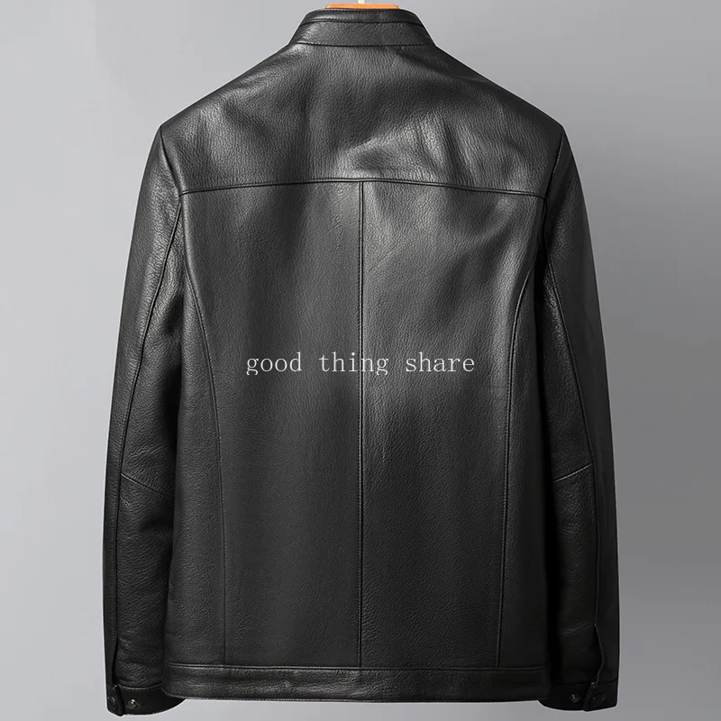 Genuine Leather Clothes Men's First Layer Goat Skin Stand-up Collar Jacket 2024 Spring and Autumn