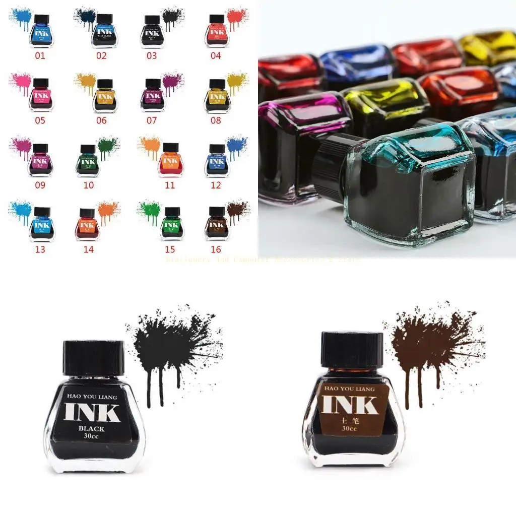 

16 Colors Pen 1 Bottle 30ml Refill Fountain Calligraphy Dip Pens Supplies for Children Students Handmade Crafts Tool