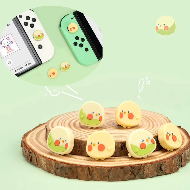 4個親指グリップキャップ任天堂スイッチoledかわいいゴーストひよこ動物ジョイスサムスティックニンテンドースイッチns lite
