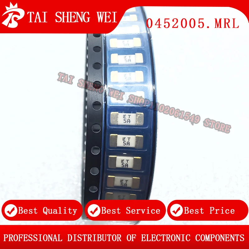 10pcs, brand new original 0452005.MRL printing 5A original LITE SMD 1808 (2410) fuse tube LF T5A125V slow breaking