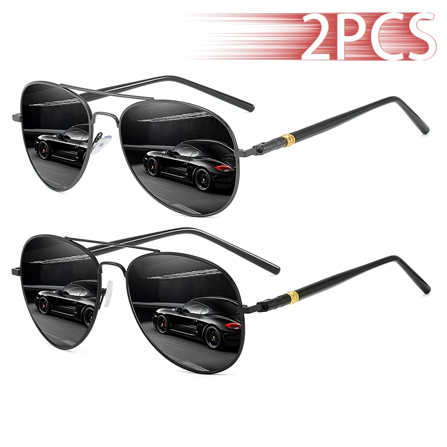 2 قطعة النظارات الشمسية خمر الطيار الإطار المعدني الرجال النساء الصيد القيادة رجل العلامة التجارية الفاخرة مصمم نظارات شمسية UV400 نظارات