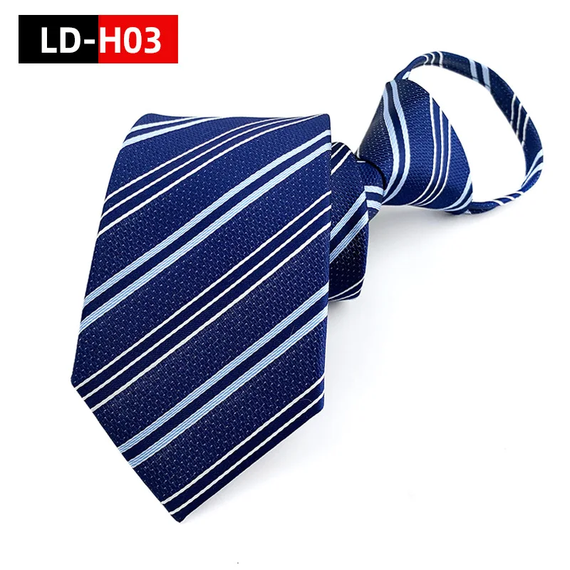 7cm Mens Tie Pre-tied Business Wedding Easy Wear Neck Tie Zipper Lazy Pre-tied Korean Style Striped Solid Necktie