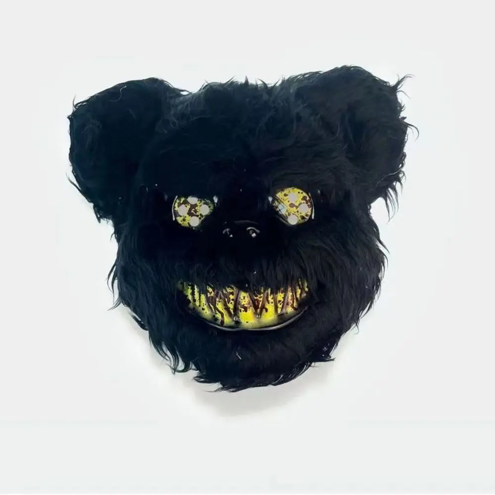 Scary Halloween Mask Realistic Exposed Teeth Bloody Plush Bunny Mask Stage Performance Props Creativity Bloody Bear Mask