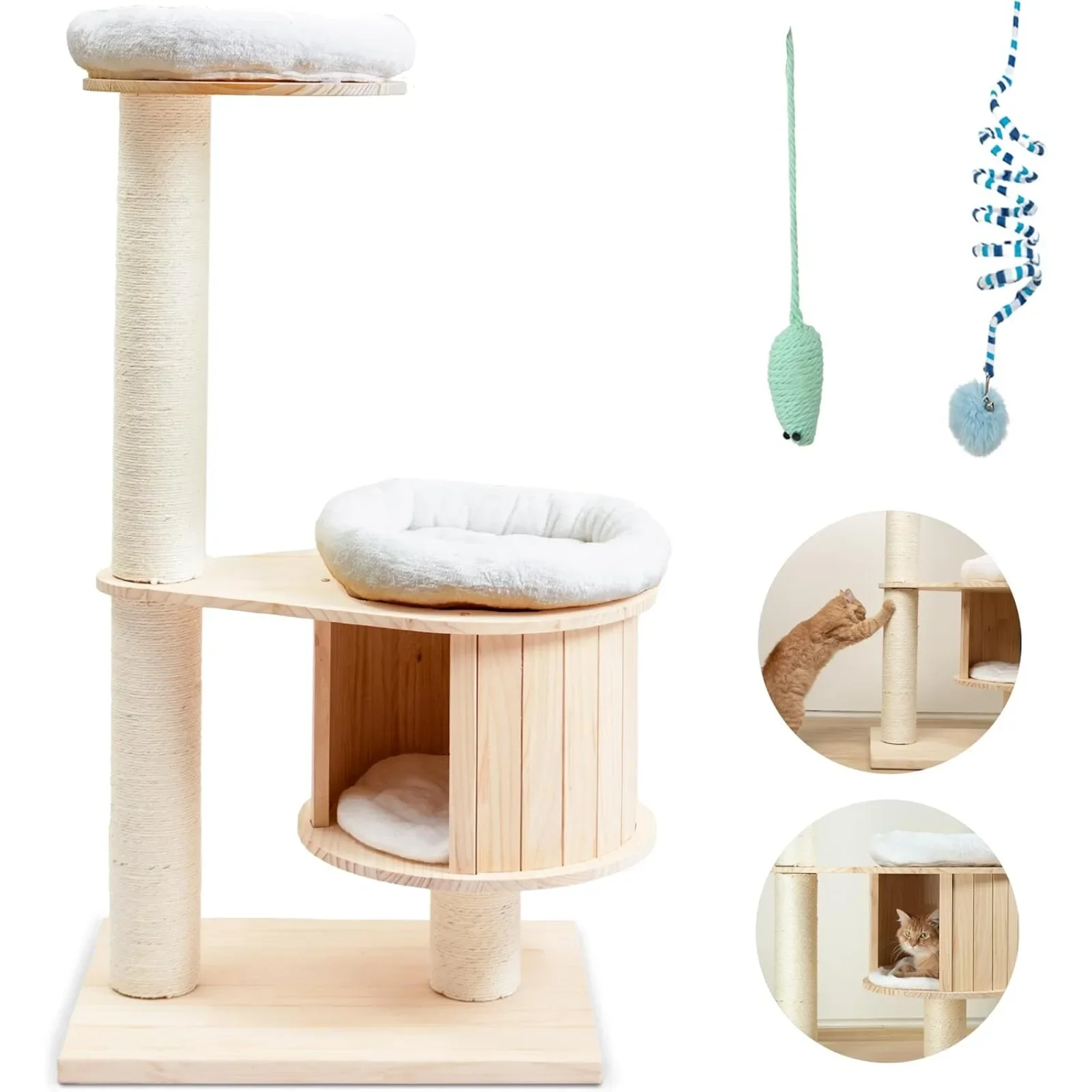 US Modern Cat Tree with Toys for Indoor Cats - 50