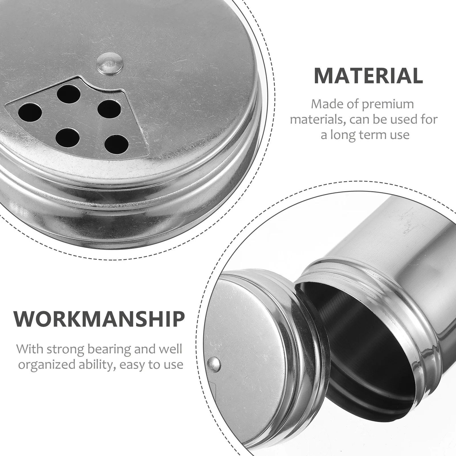 

3Pcs Seasoning Storage Container Toothpick Holder Stainless Steel Spice Jar Multipurpose Kitchen Bottle for Barbecue Cooking