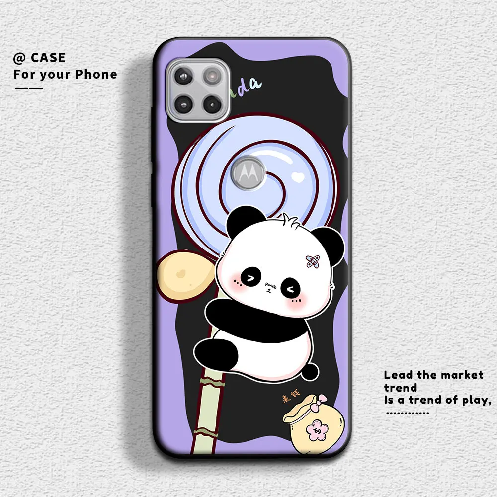 For Motorola Moto One 5G Ace Case Cute Panda Soft Silicone Couple Phone Case For Moto One 5G UW Ace Protect Shockproof Cover