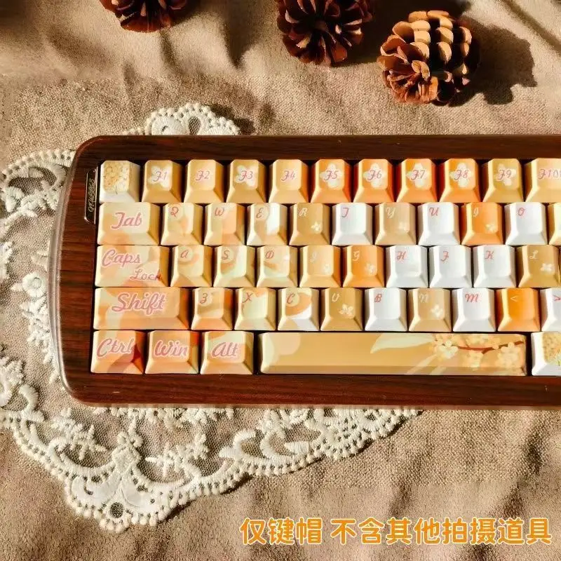 Flower theme keycap retro style high value personality simple applicable cross axis mechanical keyboard Morandi color scheme