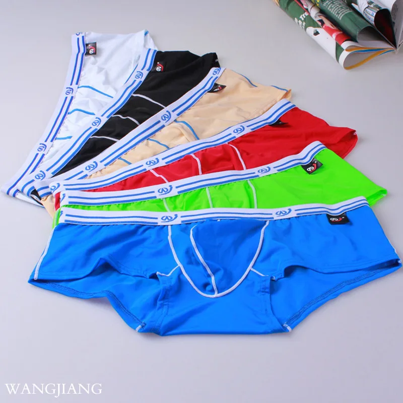 Sexy Mens Big Bulge Pouch Underwear Boxer Male Seamless Shorts Ice Silk Panties Low Rise Summer Cold Boxershorts Lingerie Hot