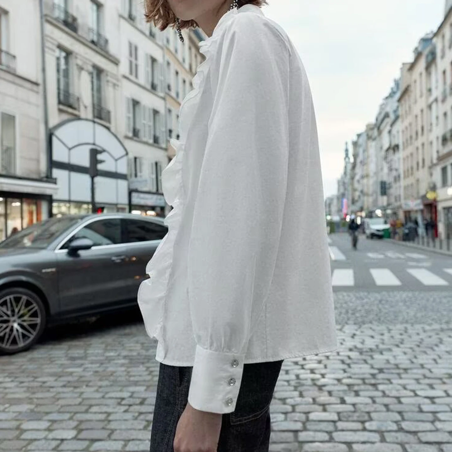 Trendy Beaded Collar irt Women's Faion Sle 2025 Autumn New Arrival Youth Long Sve Regular Fit Daily Wear Z