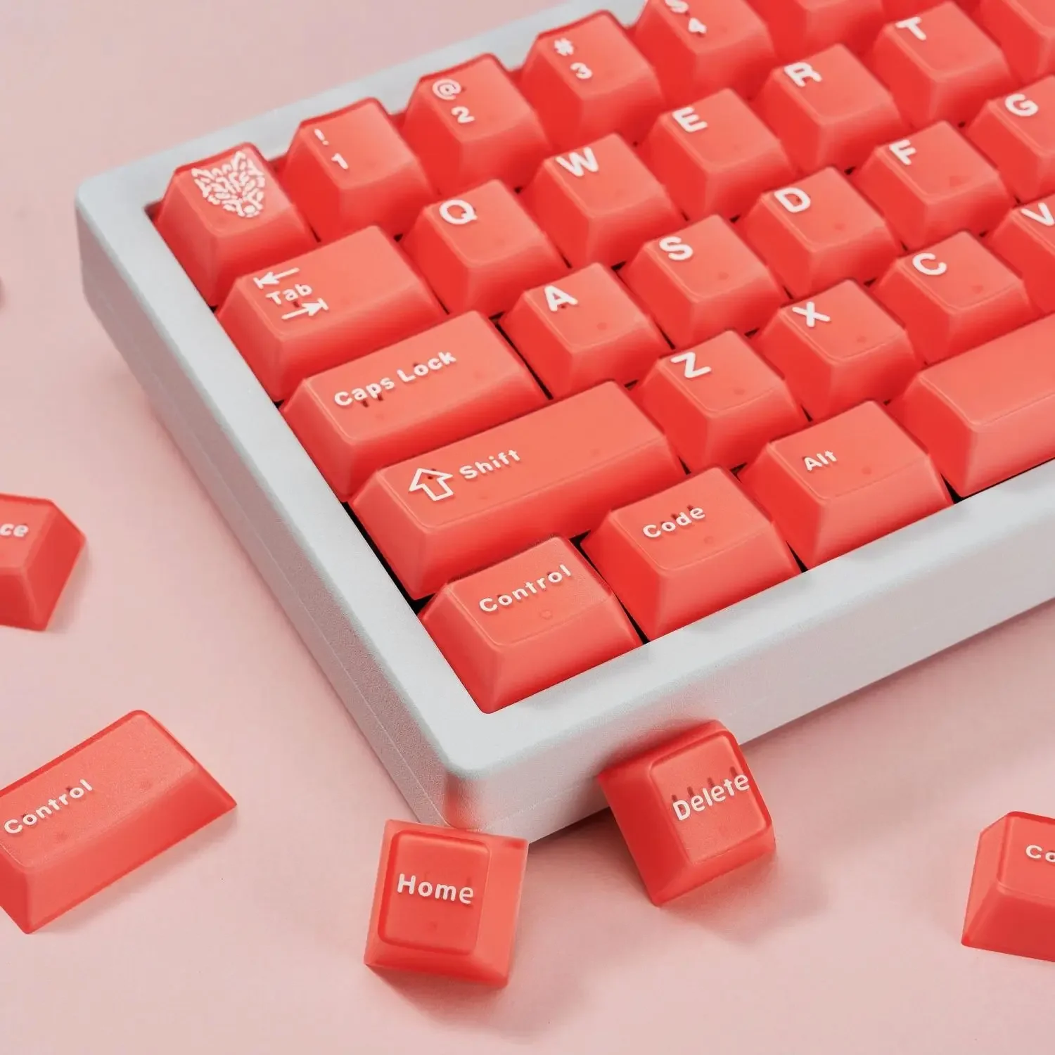 

114 Keys Orange Red Semitransparent PBT Keycaps Cherry Profile Double Shot Keycaps Set for Cherry Gateron MX Switches Keyboards