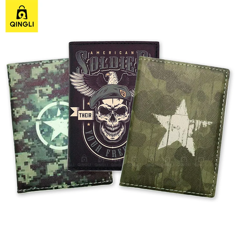 Creative Army Fans Passport Cover Eagle Wolf Lion Patterned Passport Holder for Men Travel Accessories Credit Ccard Ticket Holde