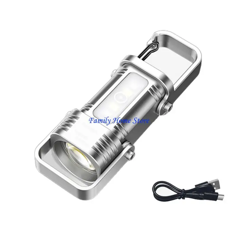 

P0UF Portable Outdoor LED Work Light Keychain Rechargeable Flashlights Pendants for Camping Fishing Walking Easy to Carry