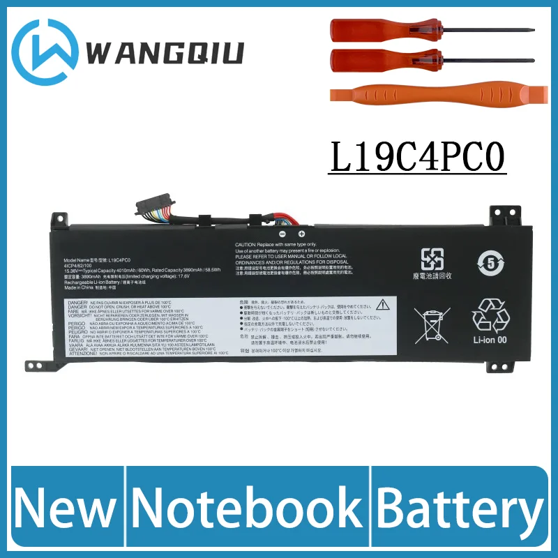 WangQiu L19C4PC0 L19M4PC0 batería del ordenador portátil para Lenovo Legion 5-15IMH05H/IMH05/ARH05H/ARH05/IMH6 5P-15IMH05H/IMH05/ARH05H 60Wh
