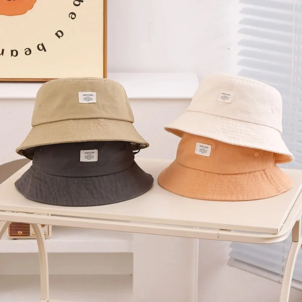

Fashion Simple Baby Bucket Hat Letter Label For Kids Summer Toddler Fisherman Hats Outdoor Beach Panama Basin Cap Boys Girls