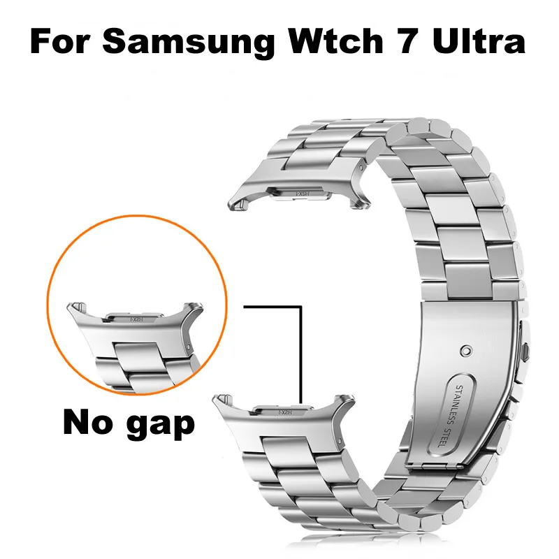 AKGLEADER Stainless Steel Men Band for Samsung Galaxy Watch 7 Ultra 47mm NO Gaps Link Bracelet for Galaxy 7 47mm 6 classic Strap