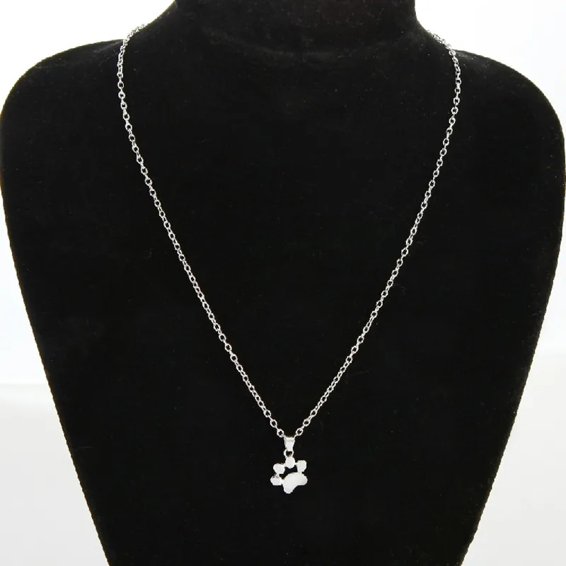 Hot Fashion Cute Pets Dogs Footprints Paw Gold/Silver Color Chain Necklace & Pendant Jewelry  For Women Girls Sweater Necklace