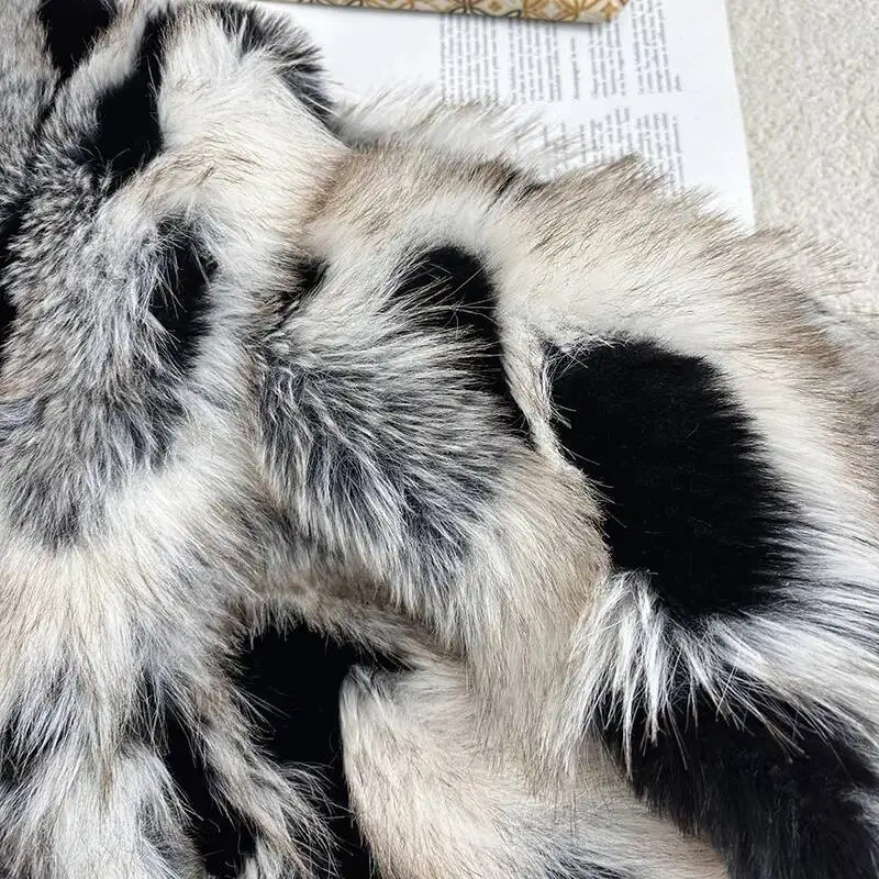 Cappotto di peluche da donna maniche lunghe giacca pelosa invernale moda di lusso capispalla soffici top leopardo pelliccia di volpe sintetica bavero sciolto