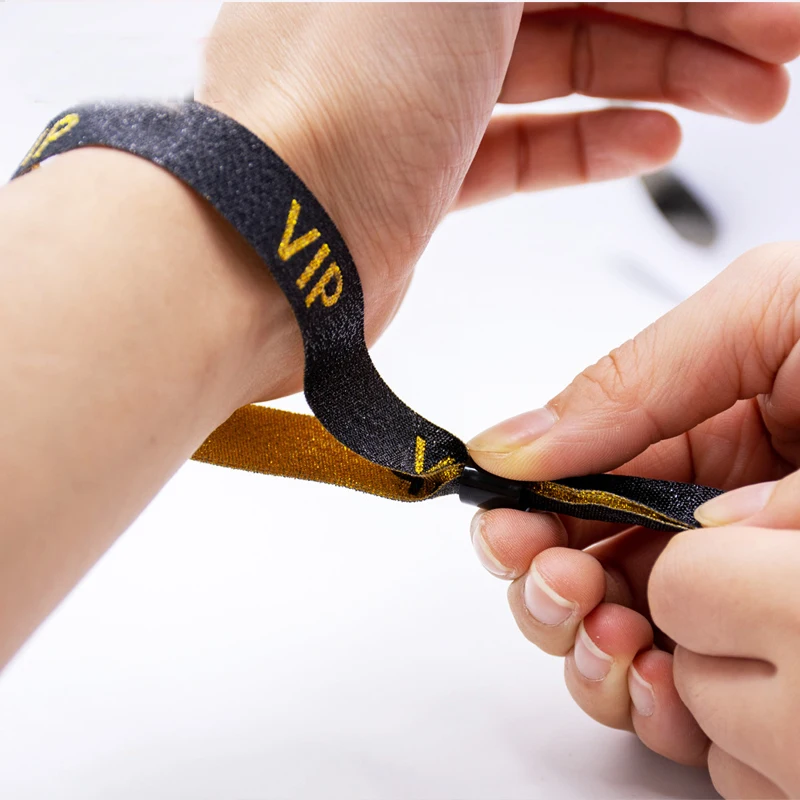 Custom Embroidery Woven Wrist Strap, Activity Bracelet ,Custom Academic Ticket with Plastic Buckle