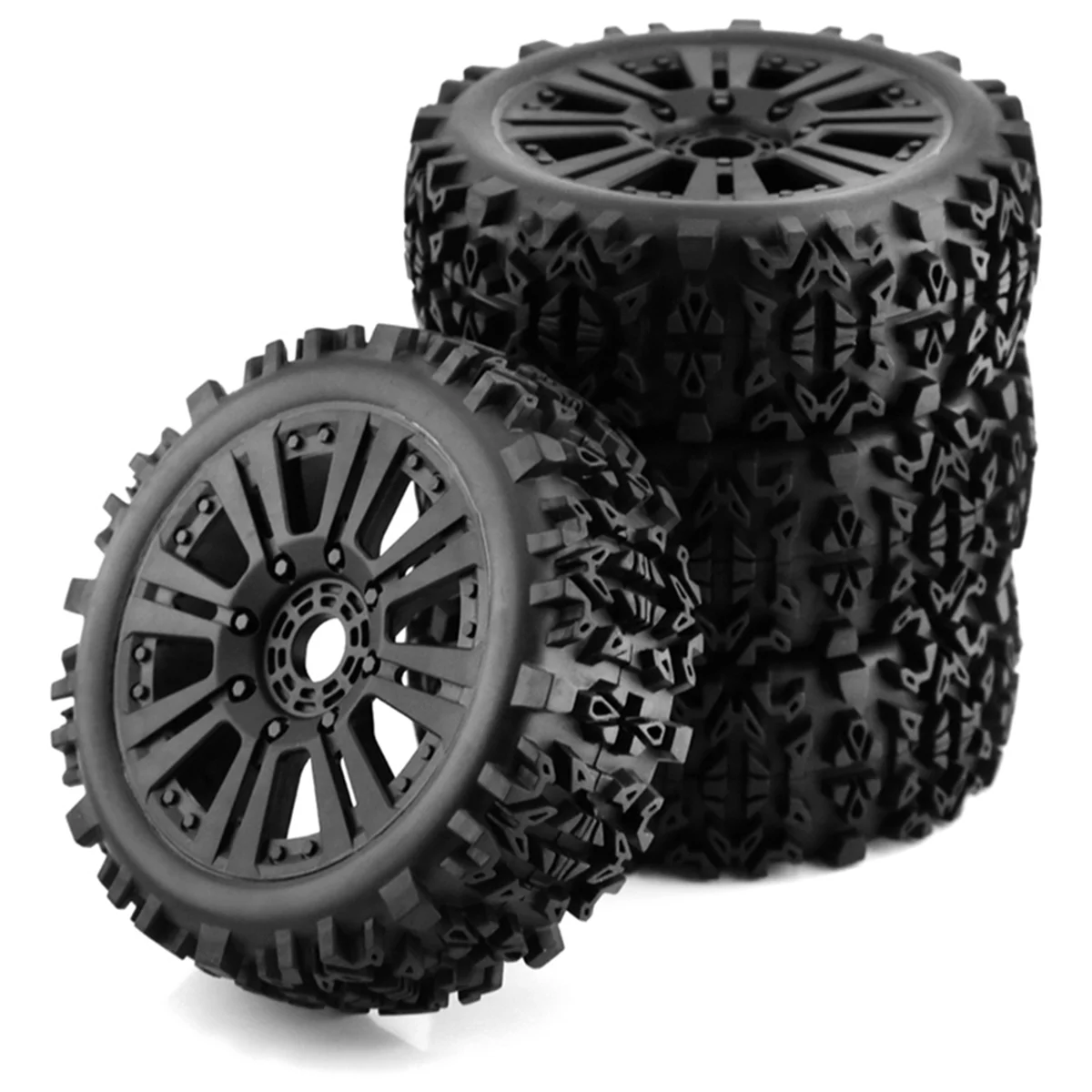 4PCS 1/8 Off-Road Car Buggy Wheels Tires 120Mm Rubber Rocks Tyres for Redcat Team Losi VRX HPI Kyosho HSP Carson