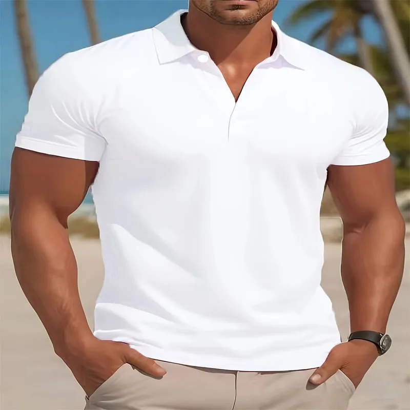 

Men's Summer Solid Color Quick Drying Polo Shirt, Fashionable and Comfortable Short Sleeved Versatile, Suitable for Going Out
