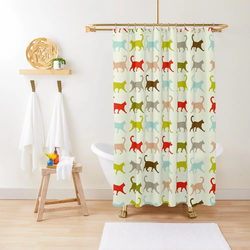

Autumn Cats in Vintage Colours in Repeat Pattern Shower Curtain Shower For Bathroom Bathroom For Shower Curtain