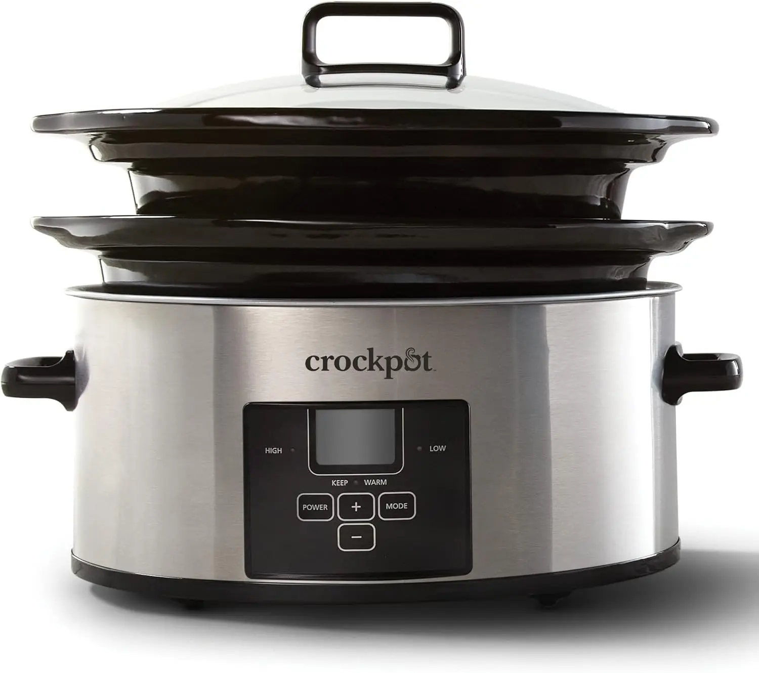 

6 Quart and Split 2.5 Quart Double Slow Cooker and Food Warmer, Programmable Slow Cooker with Timer, Stainless Steel