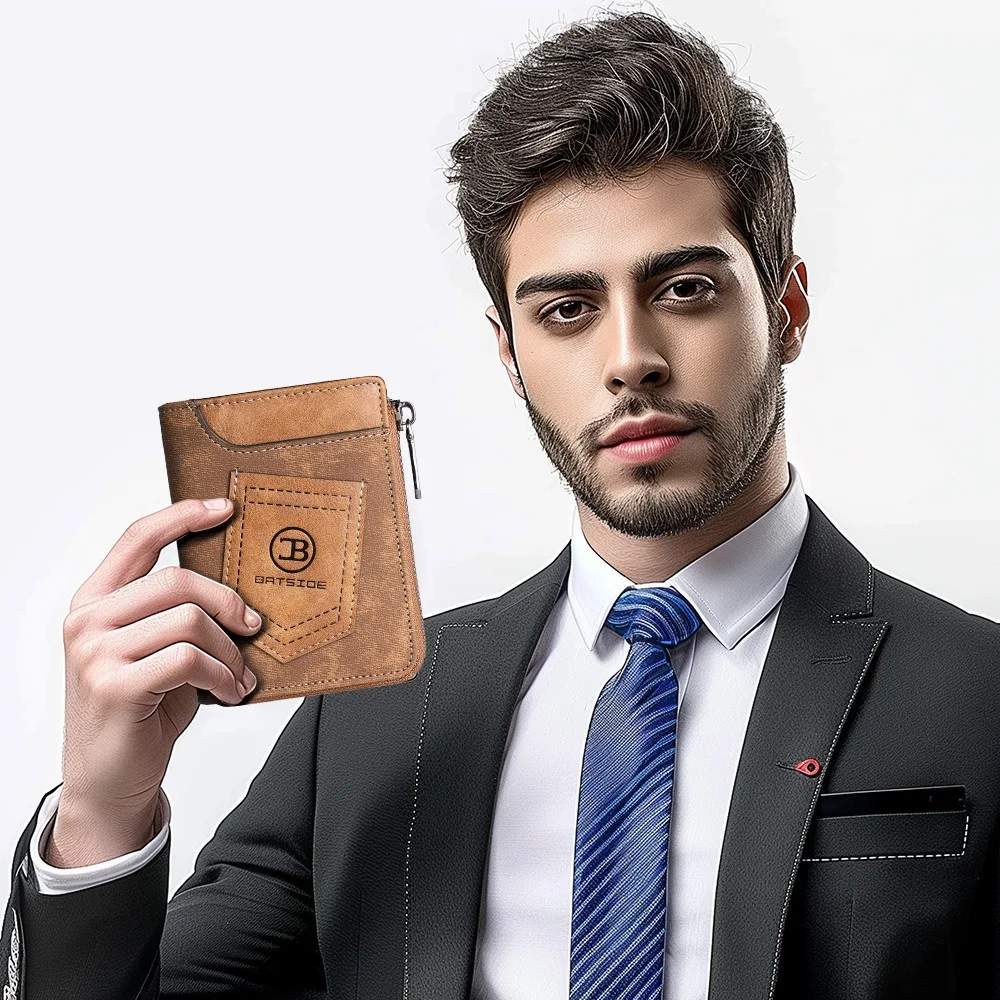 

Fashion Classic Men's Short Wallet RFID Pu Leather Credit Card Holder Casual Anti Theft Coin Pocket Gift